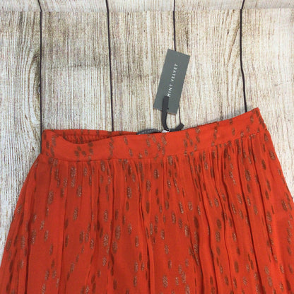 BNWT Mint Velvet Orange Metallic Dobby Boho Bardot Top & Maxi Skirt Size M