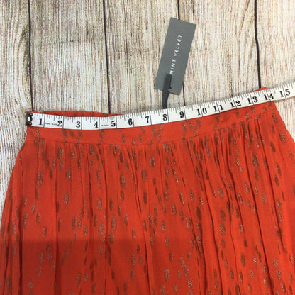 BNWT Mint Velvet Orange Metallic Dobby Boho Bardot Top & Maxi Skirt Size M