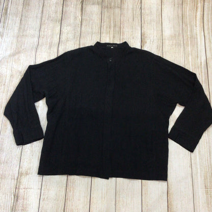 Shirin Guild Black 100% Linen Button Up Shirt Jacket Size L