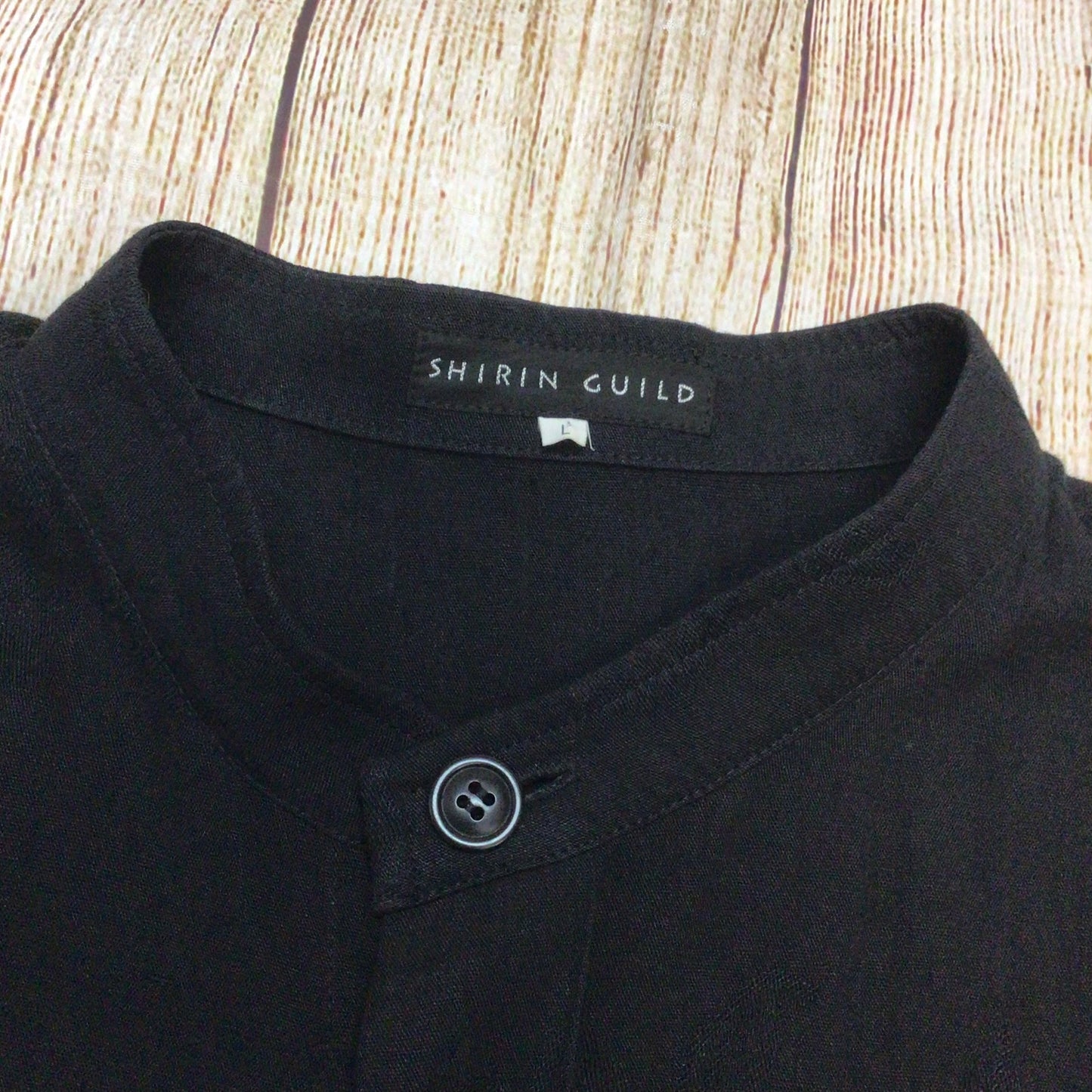 Shirin Guild Black 100% Linen Button Up Shirt Jacket Size L