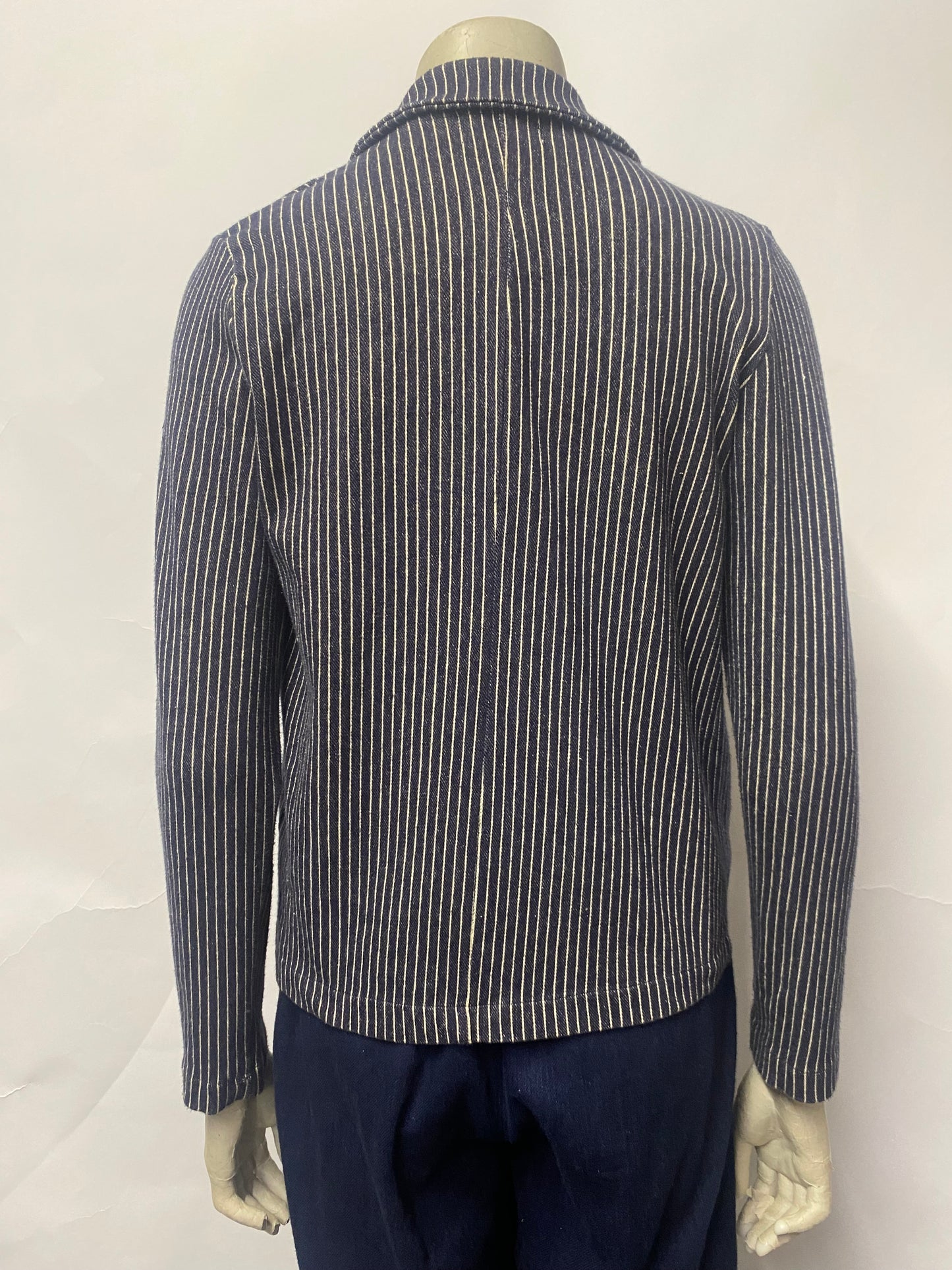 Hush Navy and White Cotton Stretch Pinstripe Jacket XS