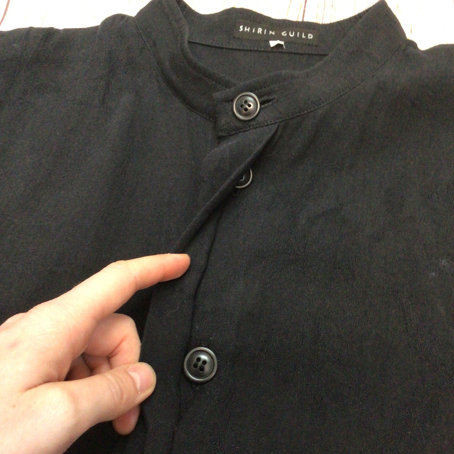 Shirin Guild Black 100% Linen Button Up Shirt Jacket Size L