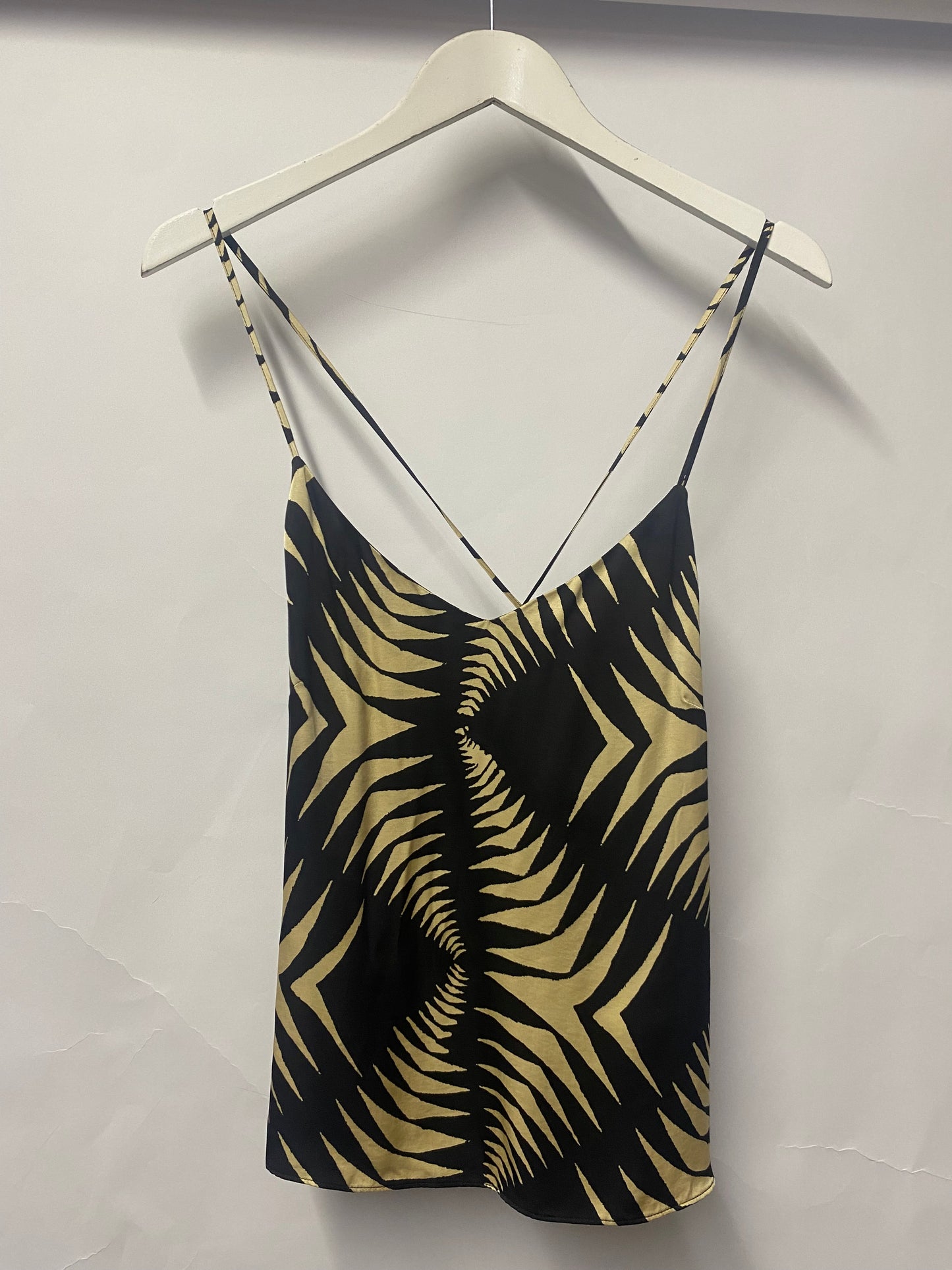 ba&sh Black and Nude Print Satin Spaghetti Strap Cami Top 10 BNWT