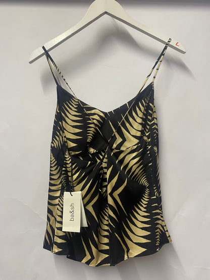 ba&sh Black and Nude Print Satin Spaghetti Strap Cami Top 10 BNWT