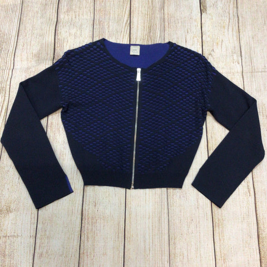 Pinko Tag Navy Blue Textured Full Zip Brividi Cardigan Size S