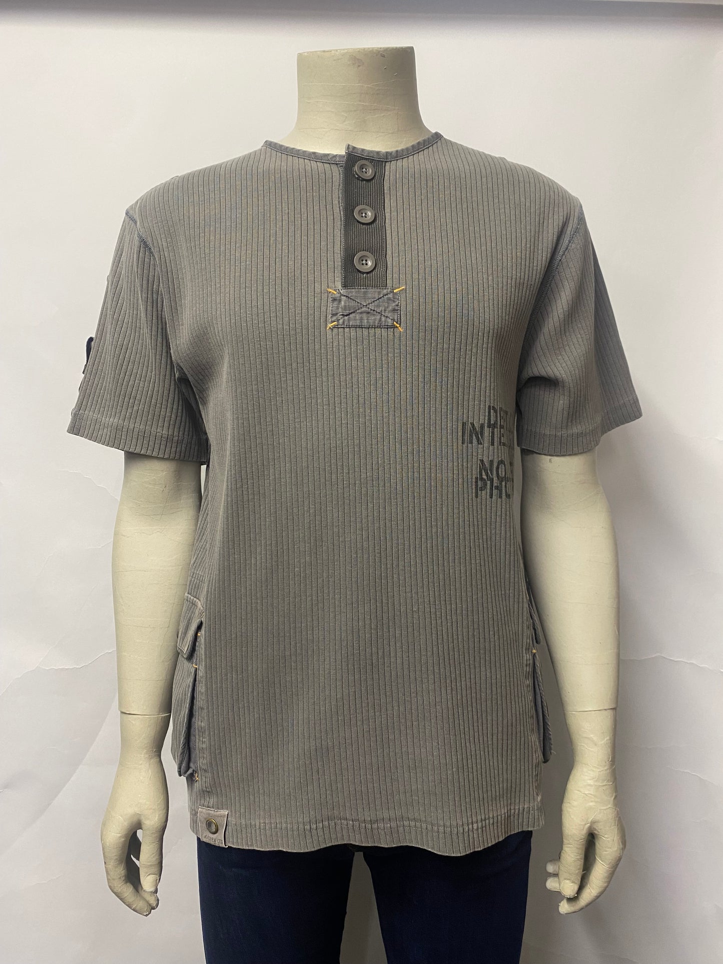 Avirex Grey Ribbed Utilitarian T-shirt XL