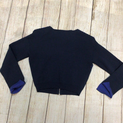 Pinko Tag Navy Blue Textured Full Zip Brividi Cardigan Size S