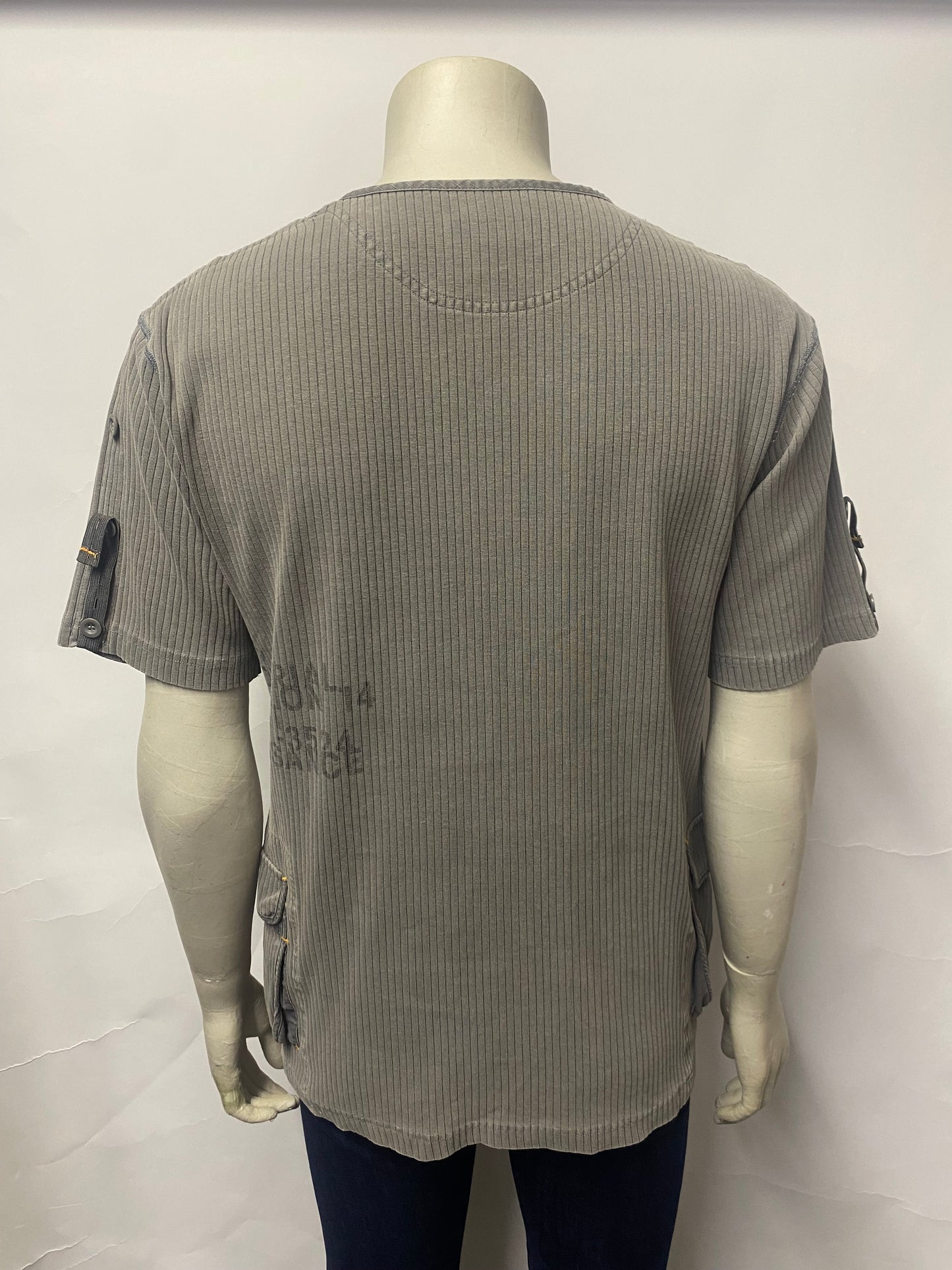 Avirex Grey Ribbed Utilitarian T-shirt XL