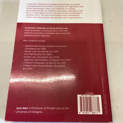 Avizandum Statues on Scots Family Law 14th Edition 2016-2017