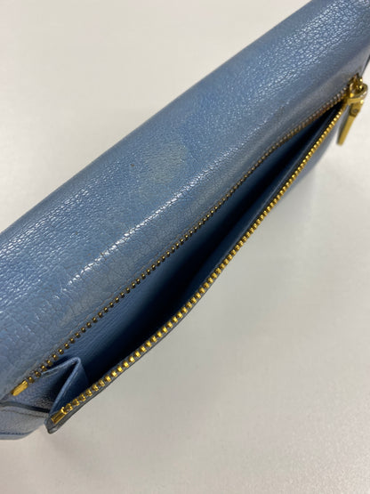 Miu Miu Light Blue Leather Flap Wallet