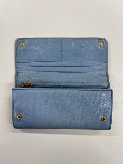 Miu Miu Light Blue Leather Flap Wallet