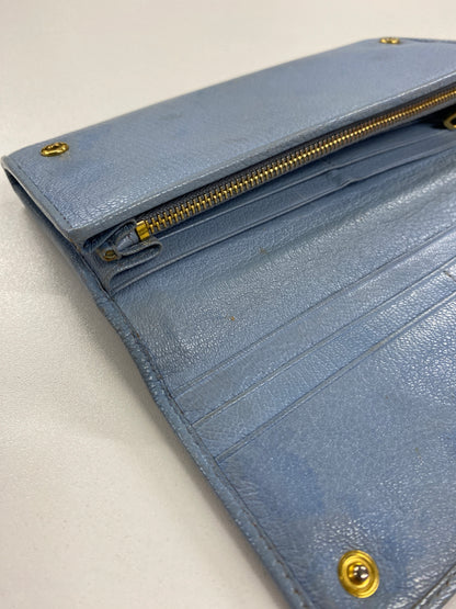 Miu Miu Light Blue Leather Flap Wallet