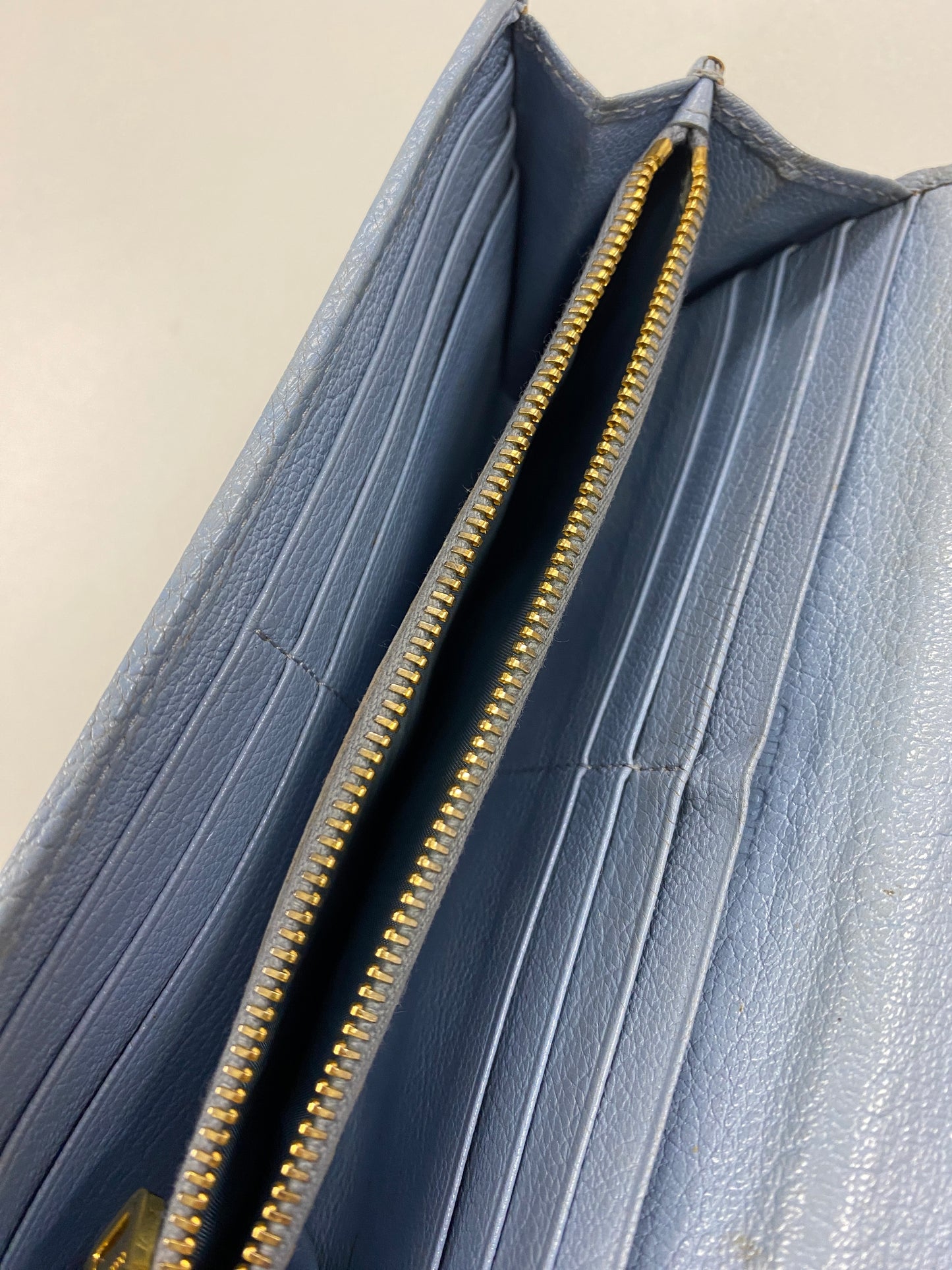 Miu Miu Light Blue Leather Flap Wallet