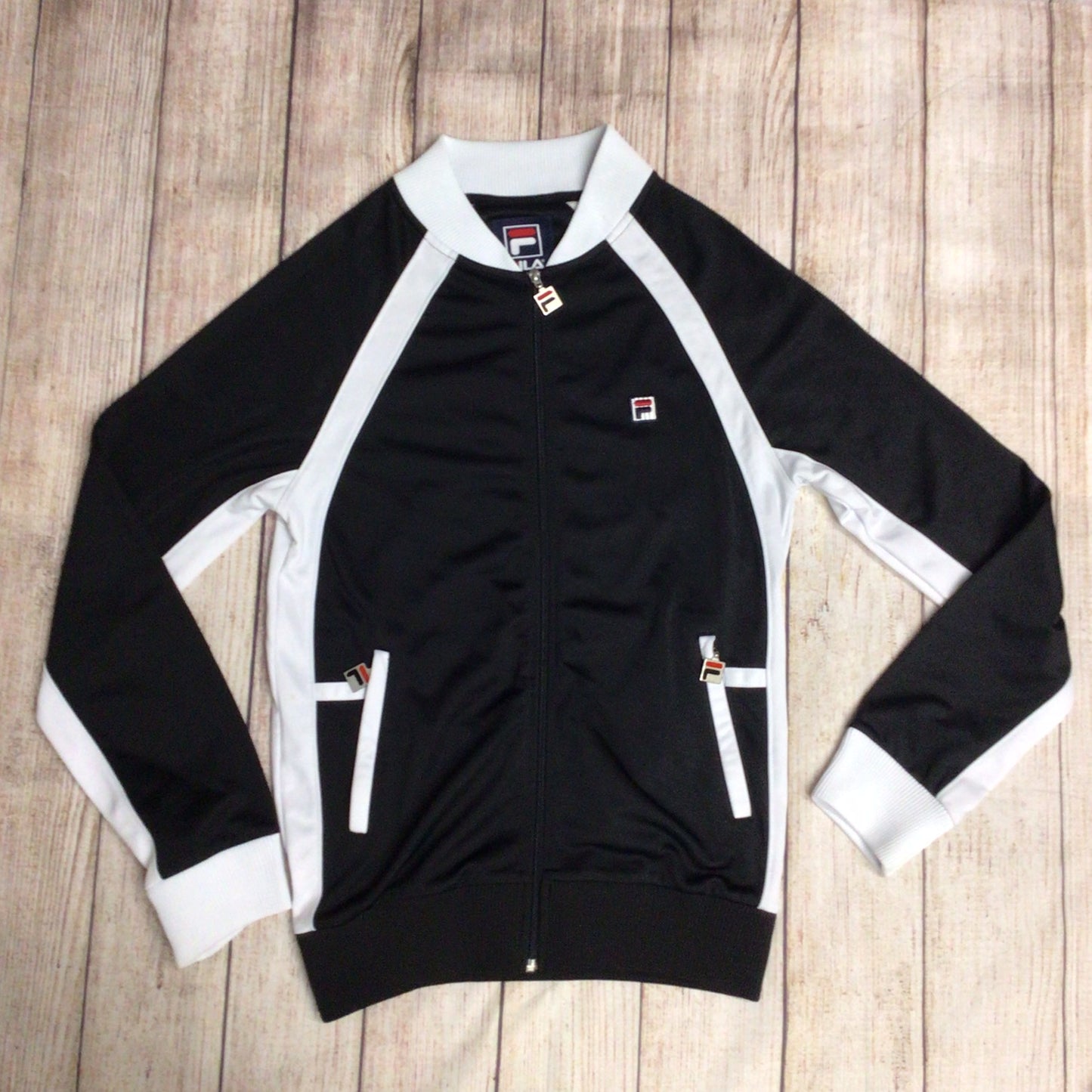 Vintage Fila Black & White Full Zip Jumper Size S