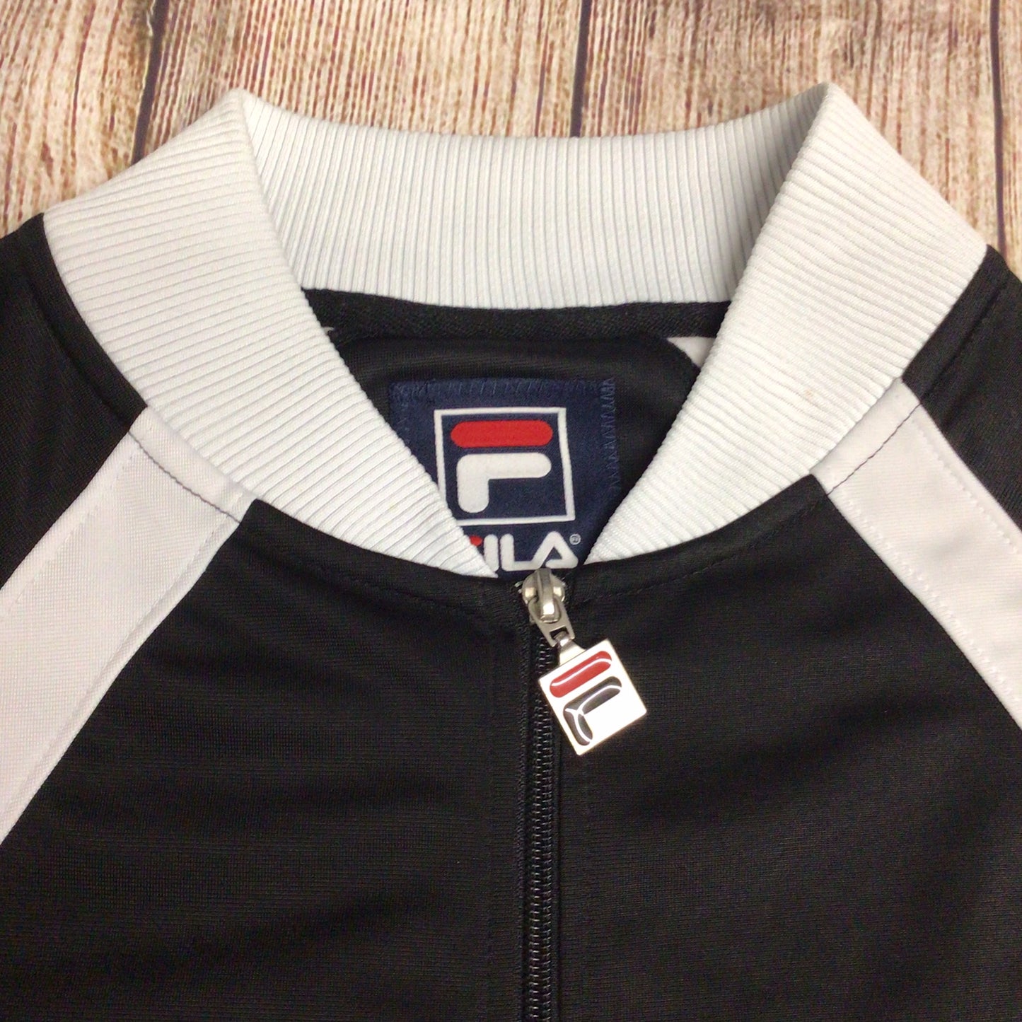 Vintage Fila Black & White Full Zip Jumper Size S