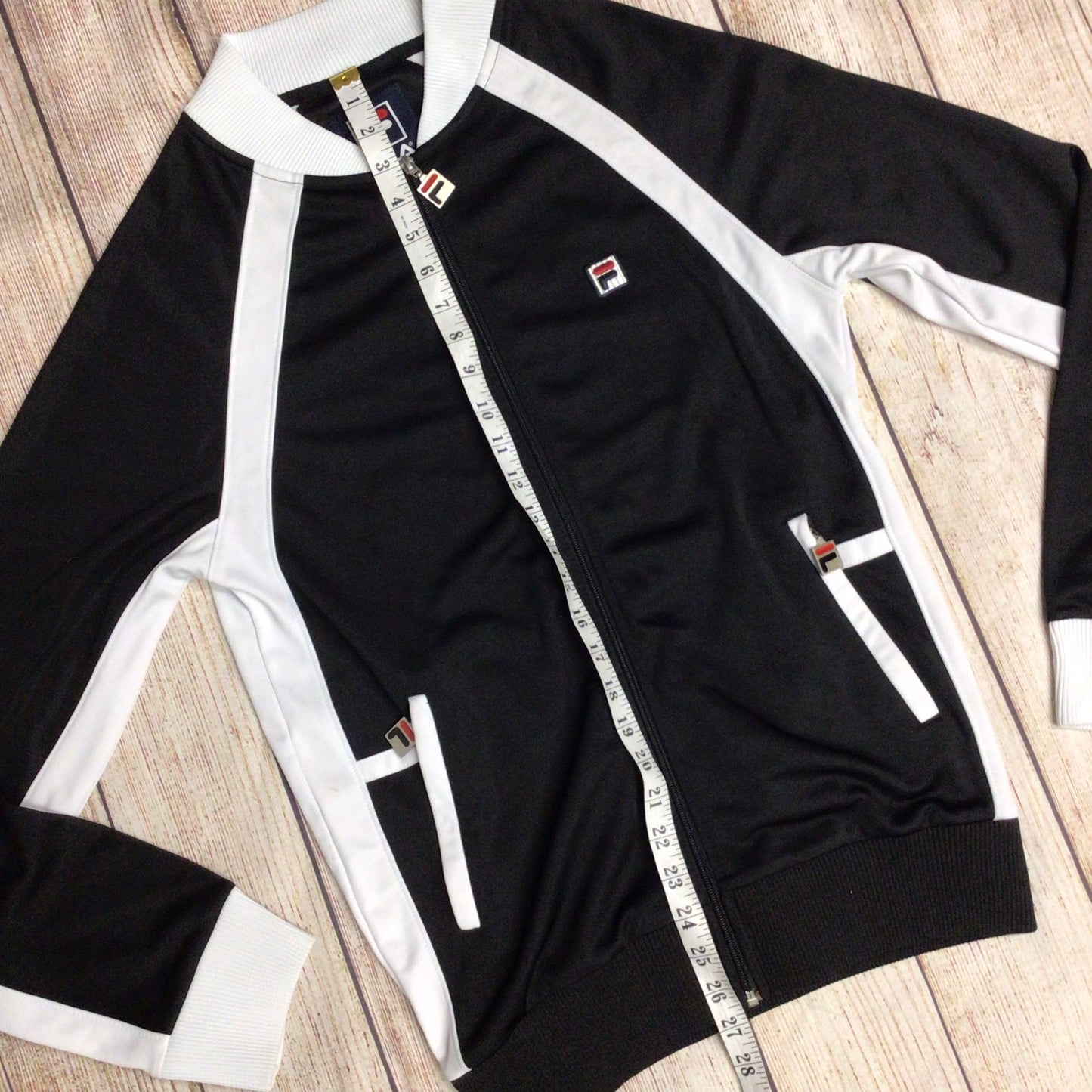 Vintage Fila Black & White Full Zip Jumper Size S