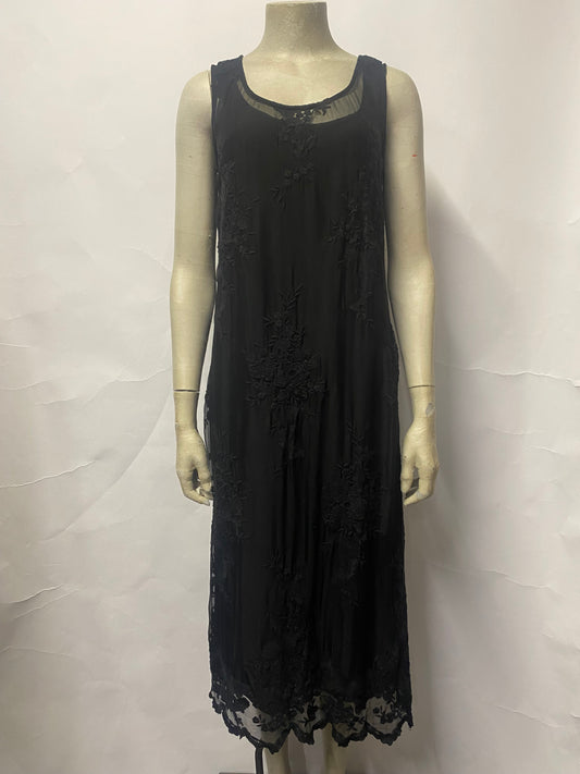 Twinset Black Lace Overlay Mid Length Dress Medium