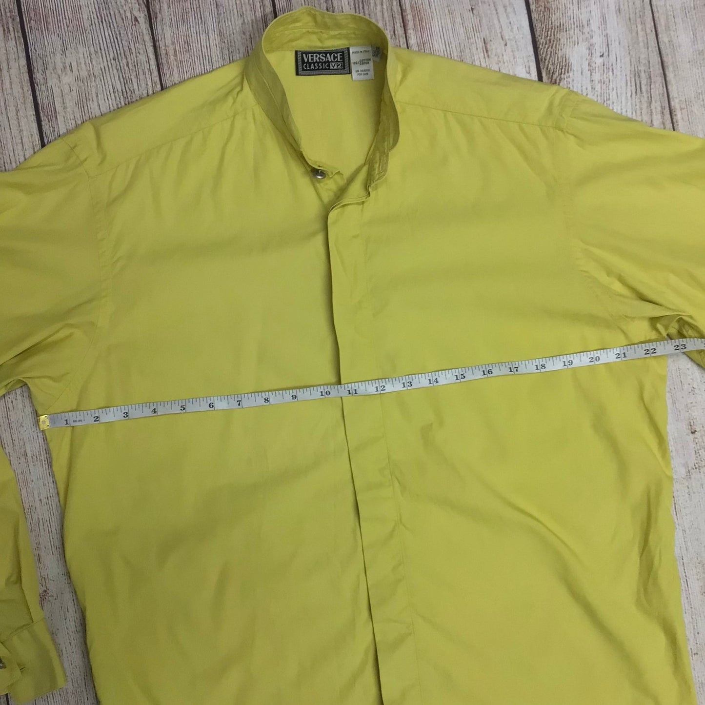 Vintage Versace Classic V2 Yellow 100% Cotton Shirt Size 15/38