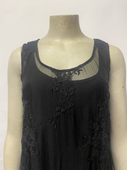 Twinset Black Lace Overlay Mid Length Dress Medium