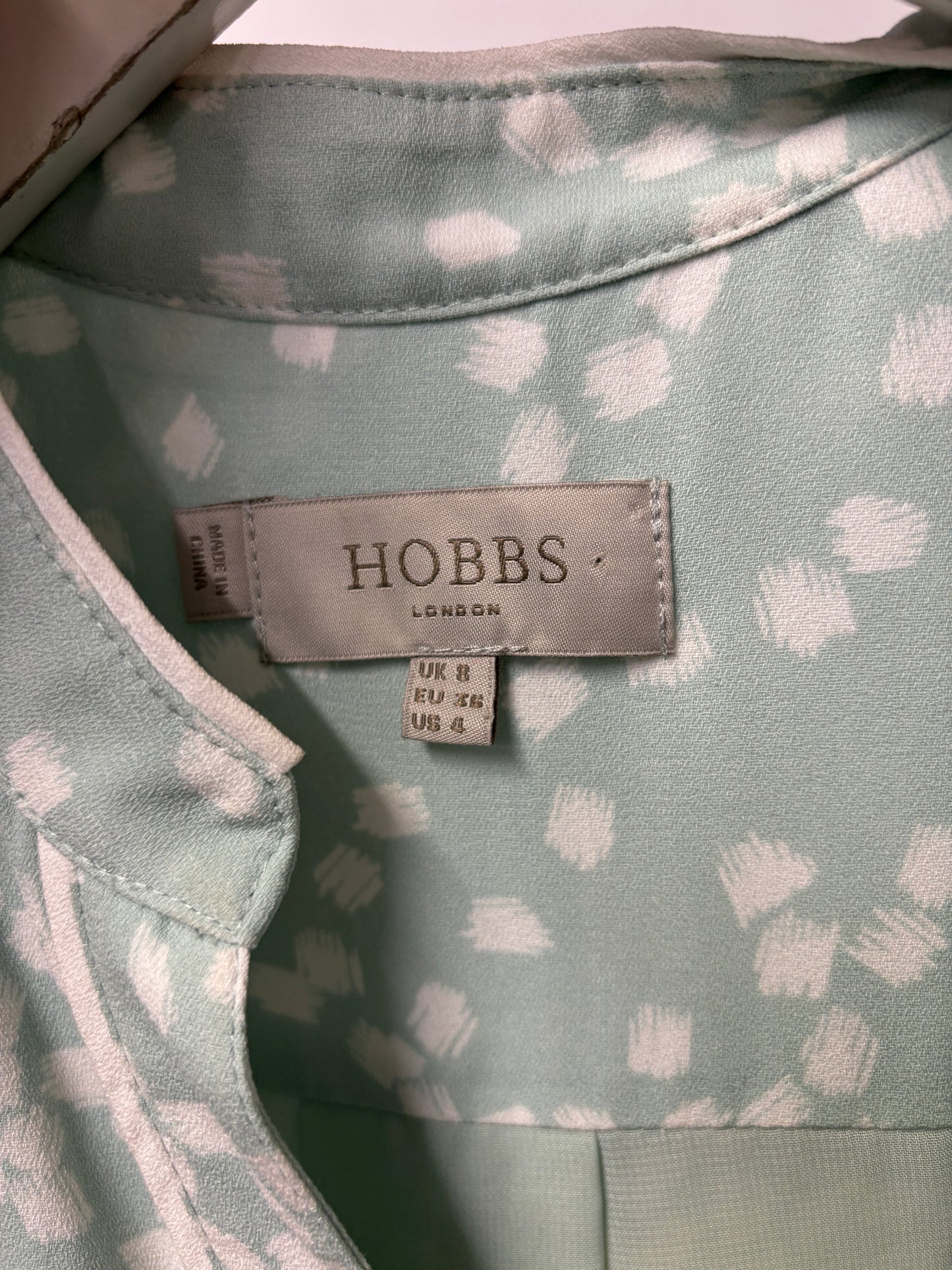 Hobbs Green and White Alma Dress UK 8