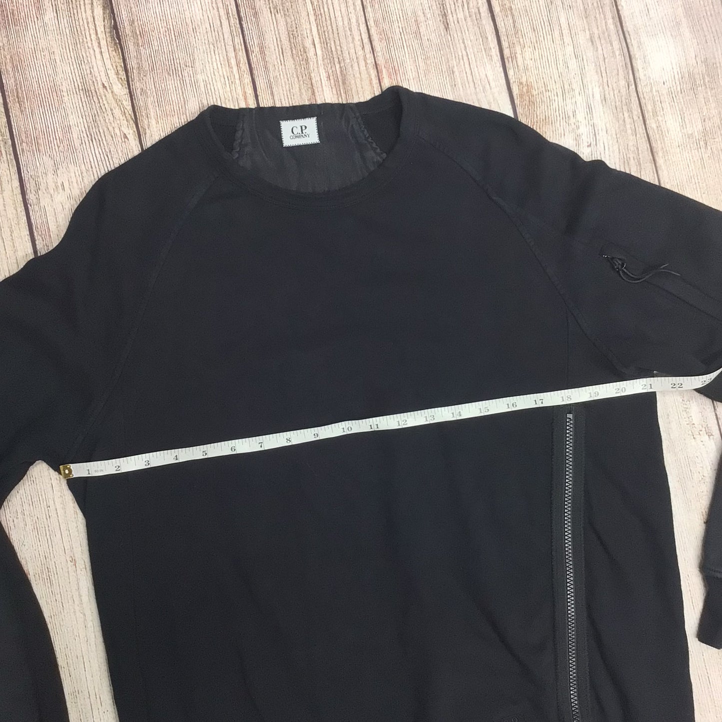 CP Company Black Sweatshirt Jumper w/Zip Detail & Arm Pocket Size M