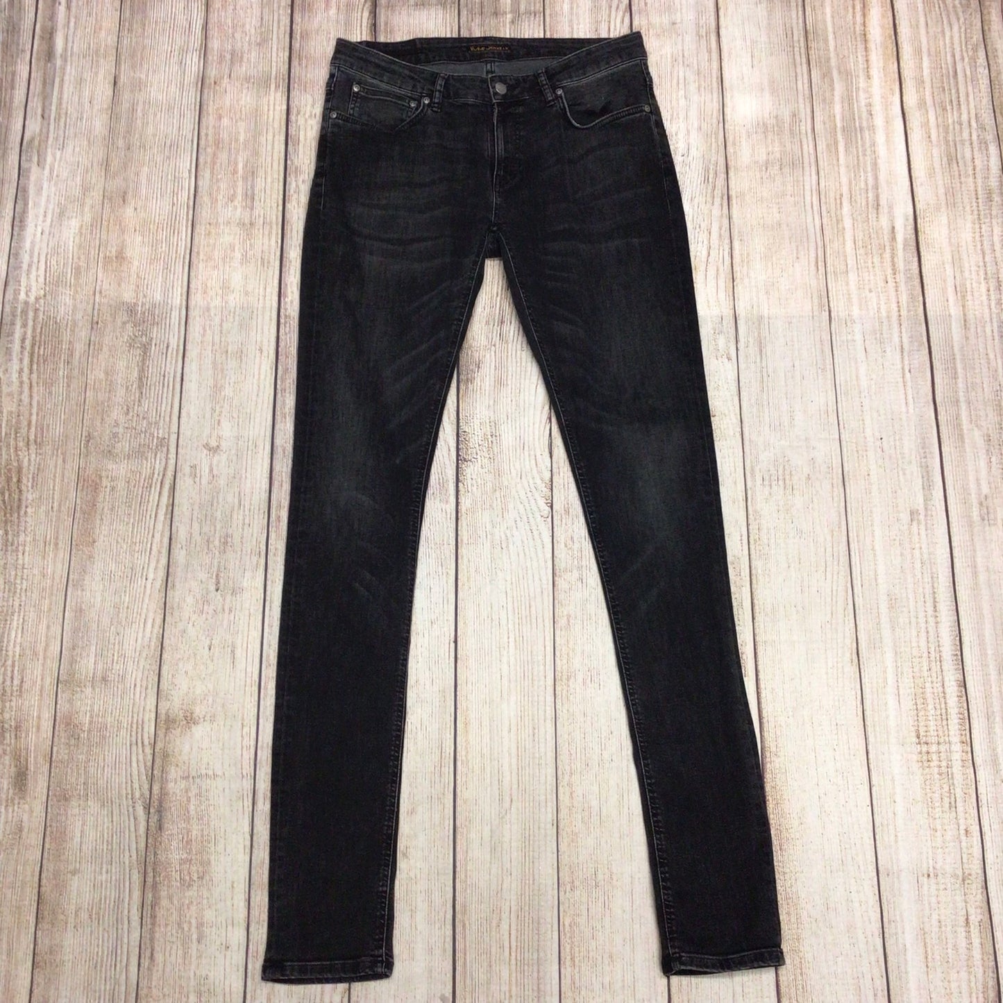 Nudie Jeans Skinny Lin Worn Black Jeans Size W33 L36