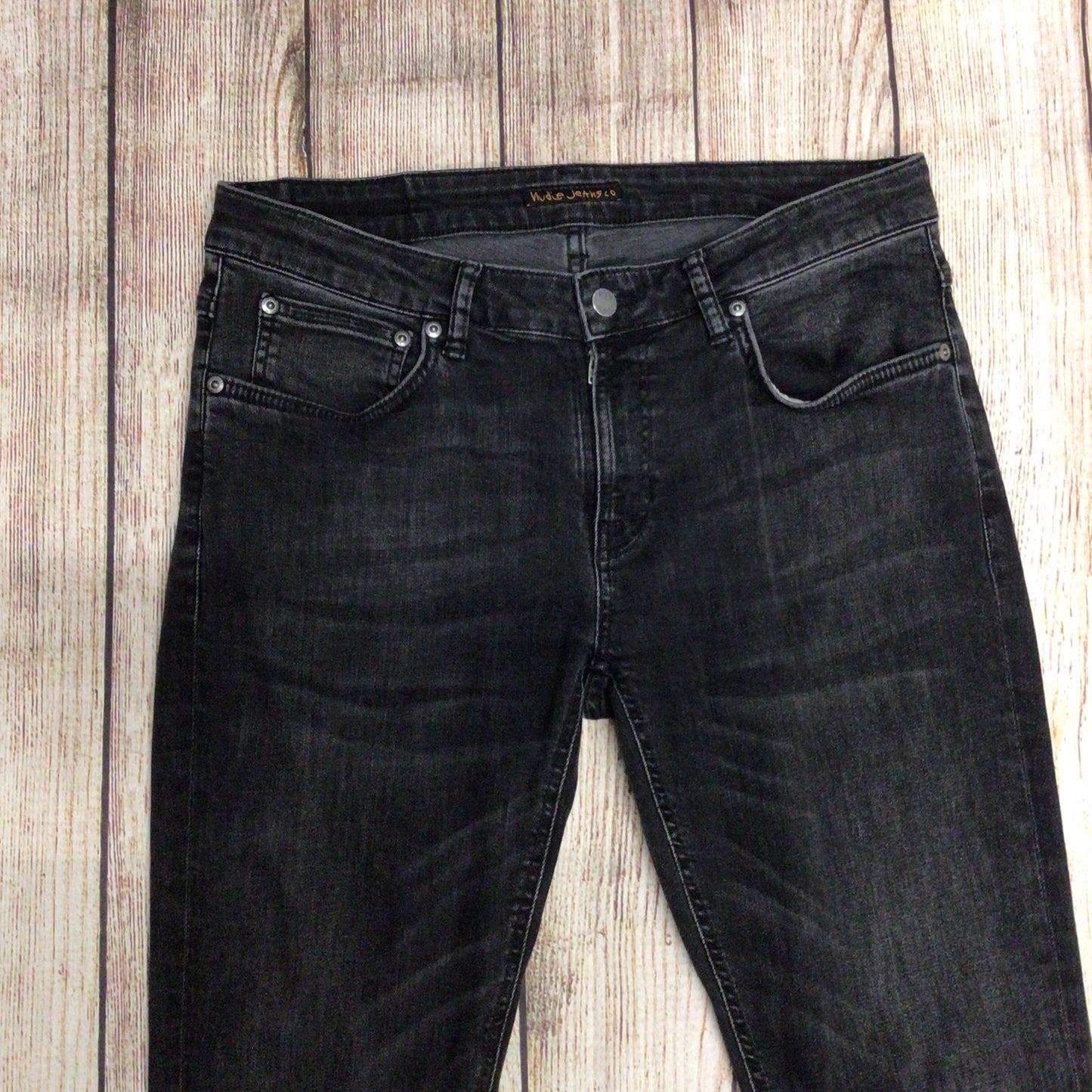 Nudie Jeans Skinny Lin Worn Black Jeans Size W33 L36