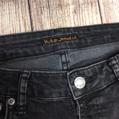 Nudie Jeans Skinny Lin Worn Black Jeans Size W33 L36