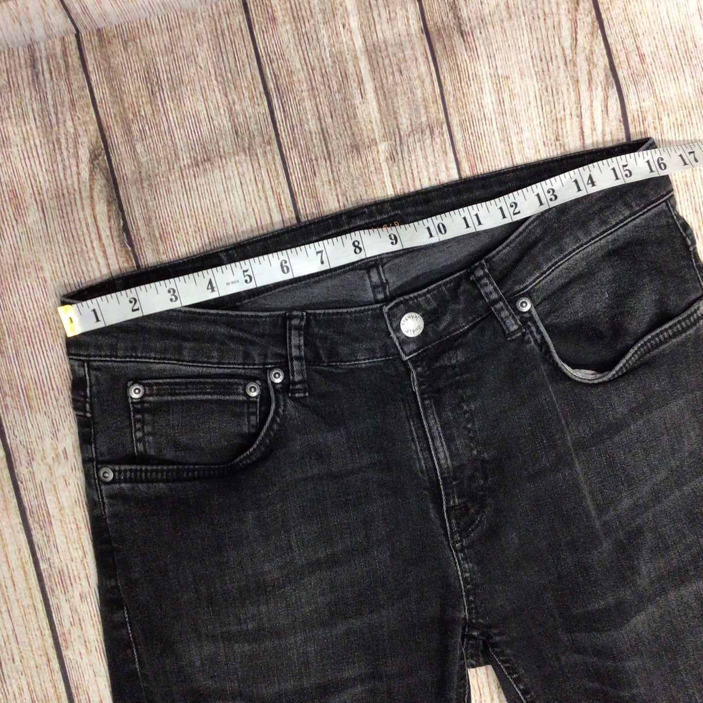 Nudie Jeans Skinny Lin Worn Black Jeans Size W33 L36