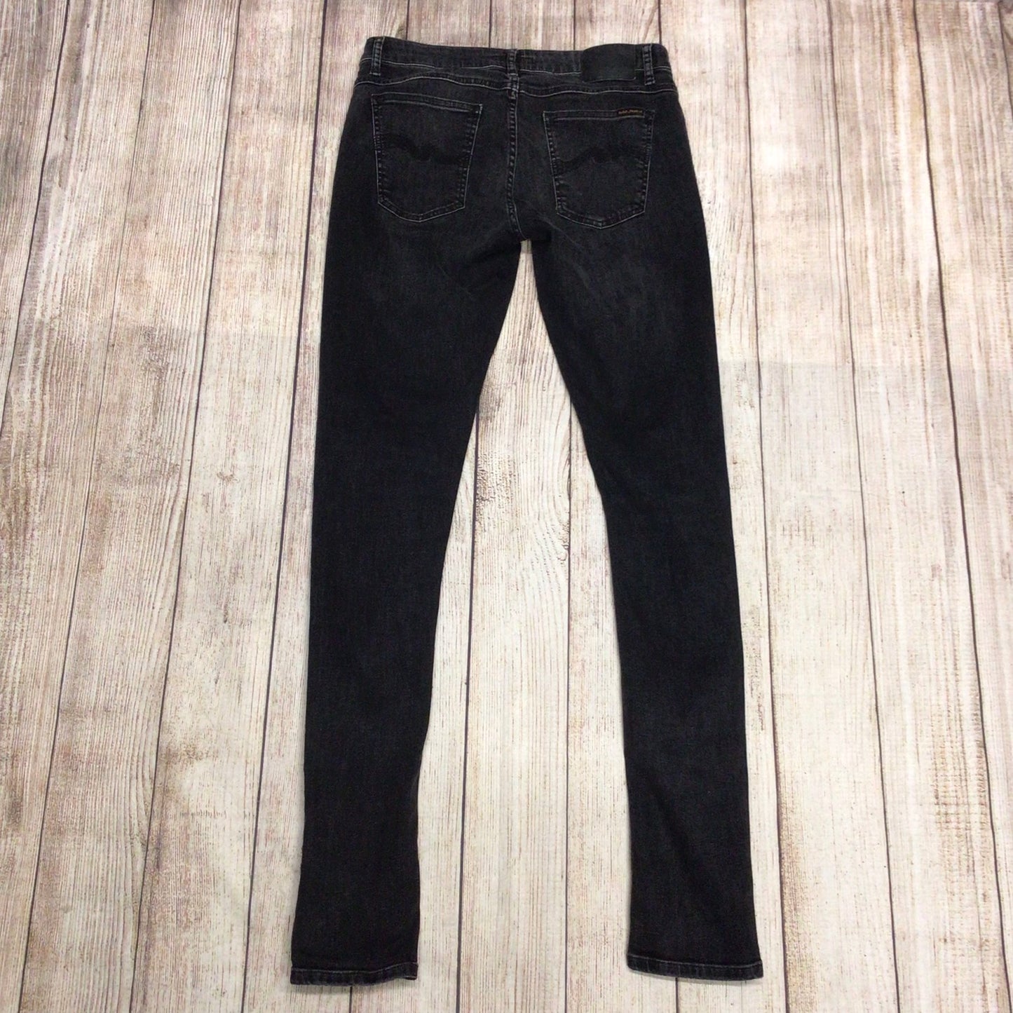 Nudie Jeans Skinny Lin Worn Black Jeans Size W33 L36