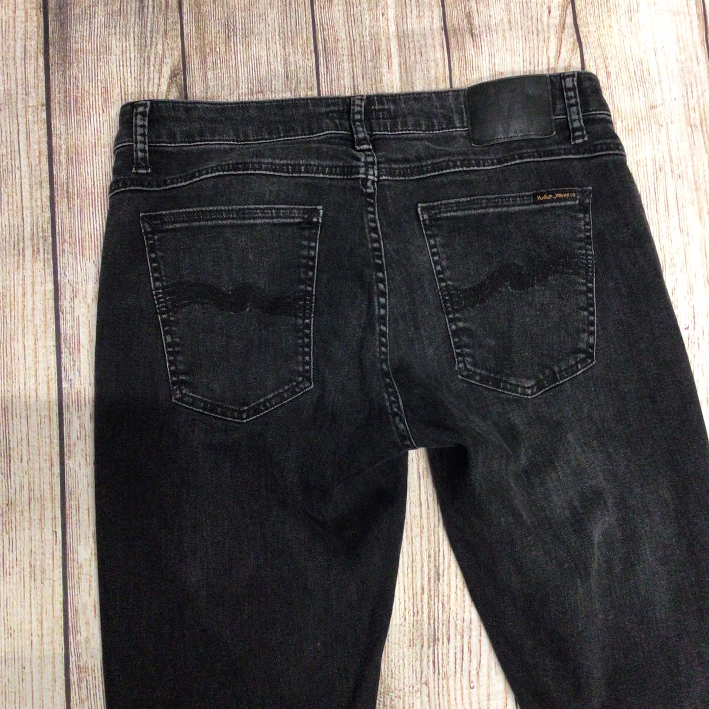 Nudie Jeans Skinny Lin Worn Black Jeans Size W33 L36