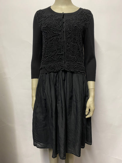 Jigsaw Black Cotton and Silk Dress S