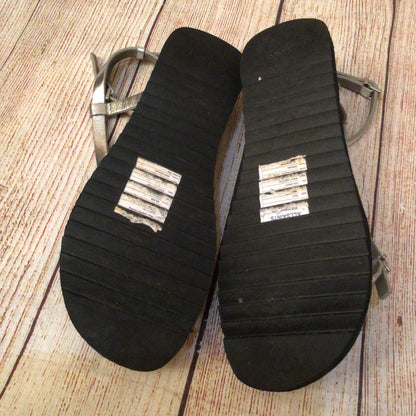 AllSaints Tyla Silver Strappy Leather Sandals Size 41 EU 7.5 UK