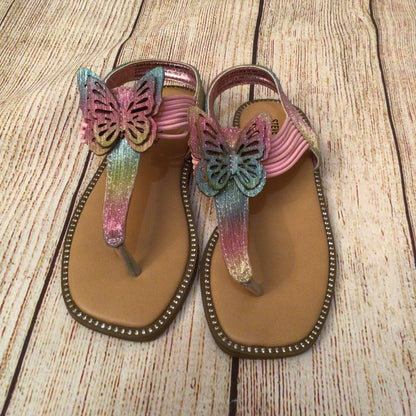 Steve Madden Multicoloured Pink Butterfly Glitter T Strap Sandals Size 12 UK