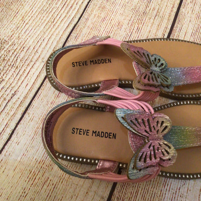 Steve Madden Multicoloured Pink Butterfly Glitter T Strap Sandals Size 12 UK