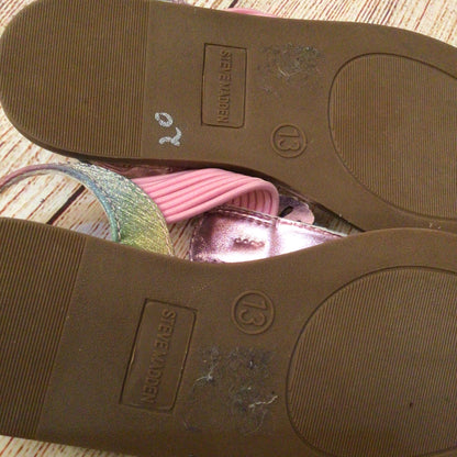 Steve Madden Multicoloured Pink Butterfly Glitter T Strap Sandals Size 12 UK