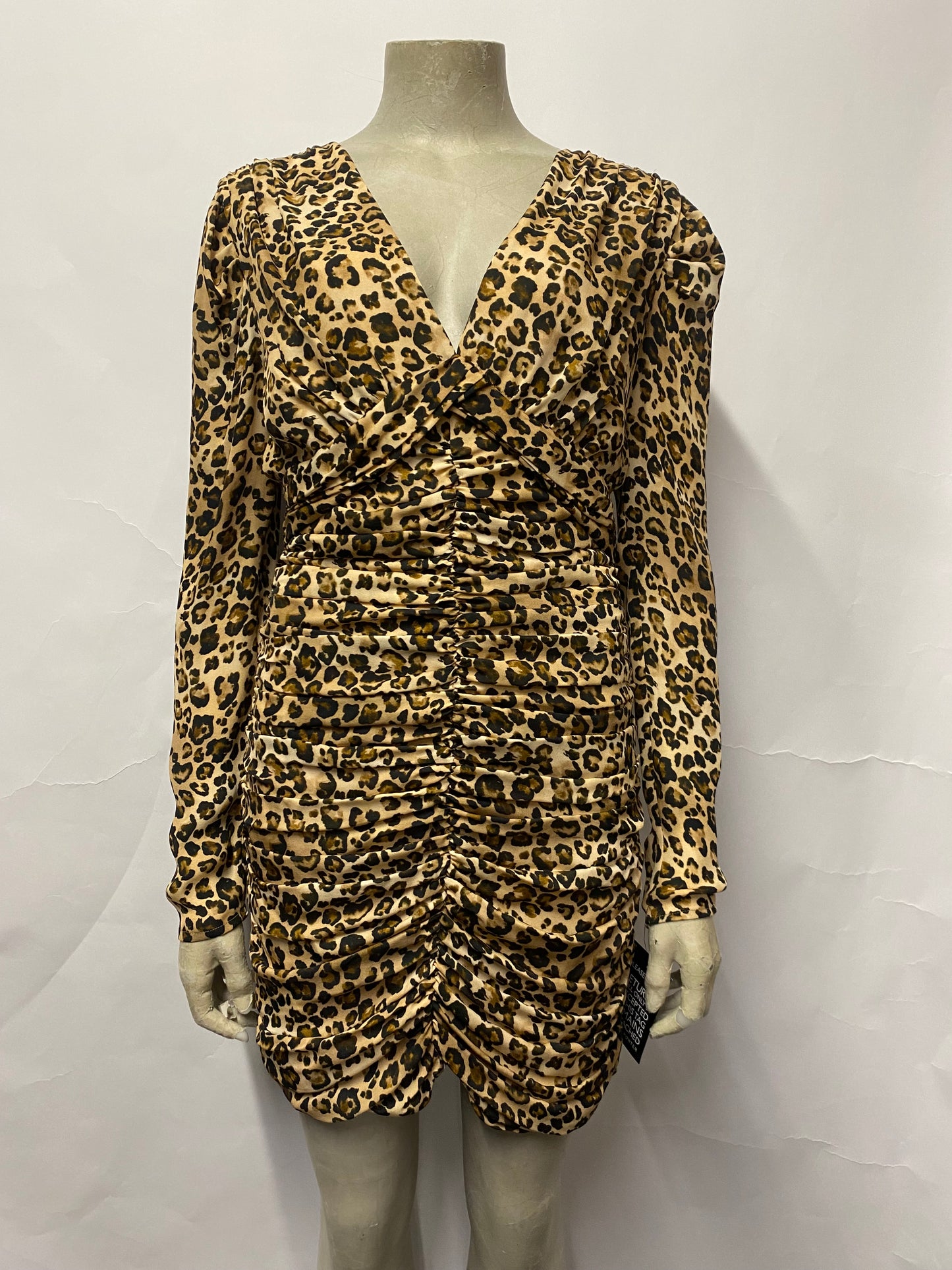 Nicholas Leopard Print Ruched Mini Dress 8 BNWT