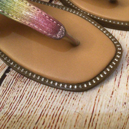 Steve Madden Multicoloured Pink Butterfly Glitter T Strap Sandals Size 12 UK