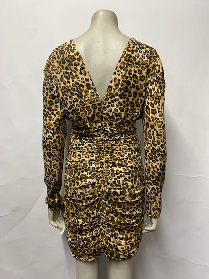 Nicholas Leopard Print Ruched Mini Dress 8 BNWT