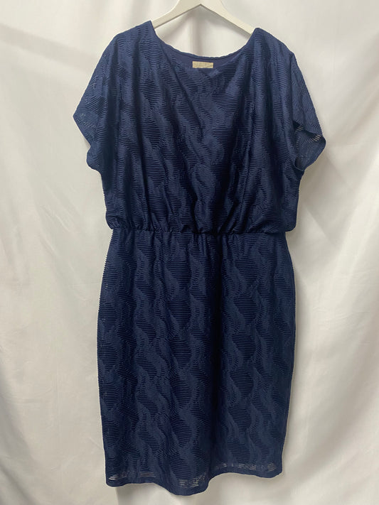 Phase Eight Navy Blue Textured Short Sleeve Dress 18