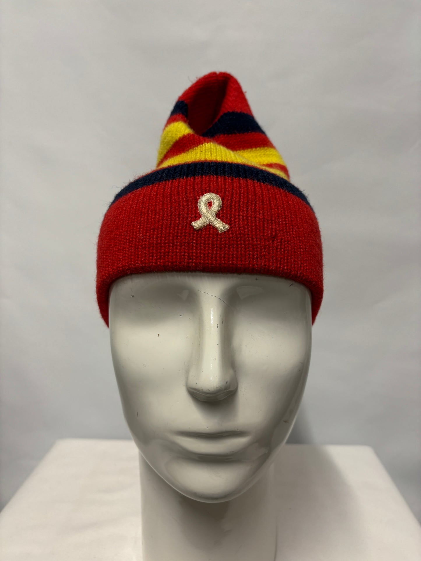 Demetre Red Striped Vintage Beanie Hat Large