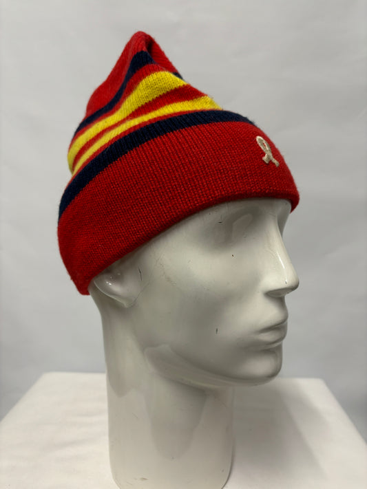 Demetre Red Striped Vintage Beanie Hat Large