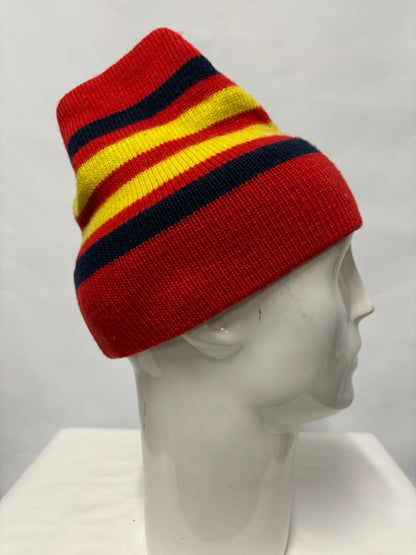 Demetre Red Striped Vintage Beanie Hat Large