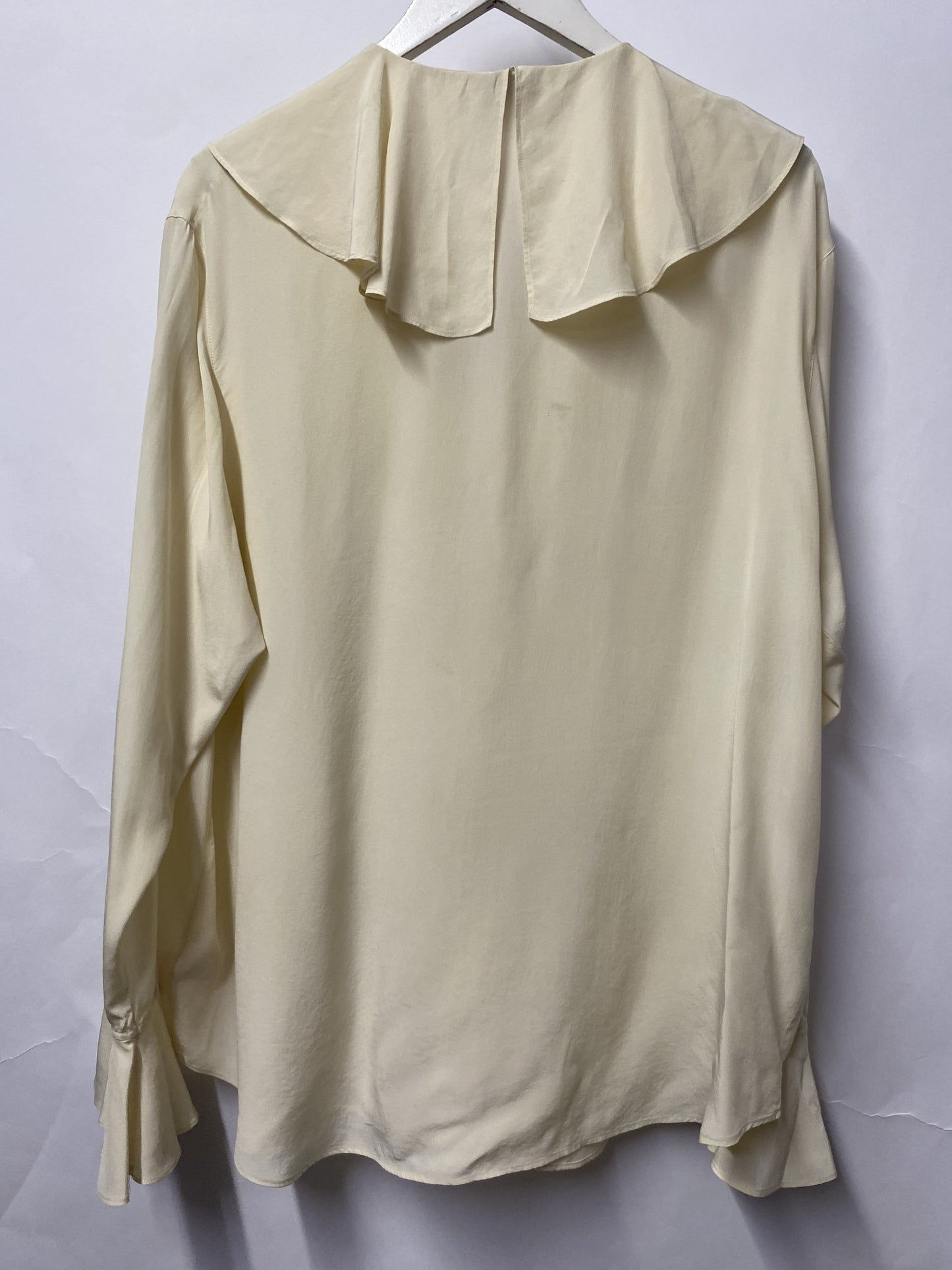 Harrods Cream Silk Long Sleeve Ruffled Blouse Large