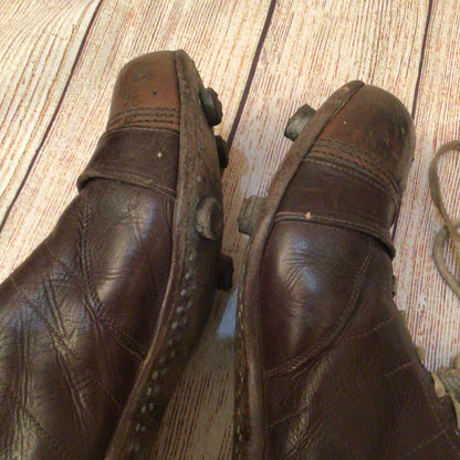 Vintage 1940s Barbarian Brown Leather Football Boots w/Spare Laces