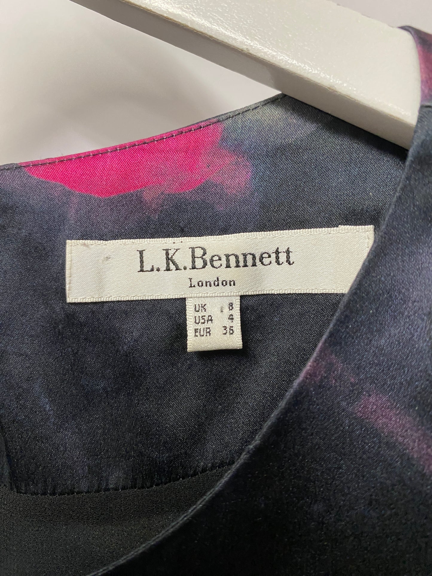 L.K. Bennett Black Floral Print Silk Top 8