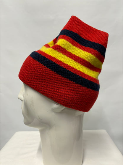 Demetre Red Striped Vintage Beanie Hat Large