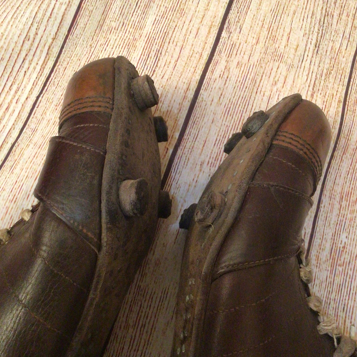 Vintage 1940s Barbarian Brown Leather Football Boots w/Spare Laces
