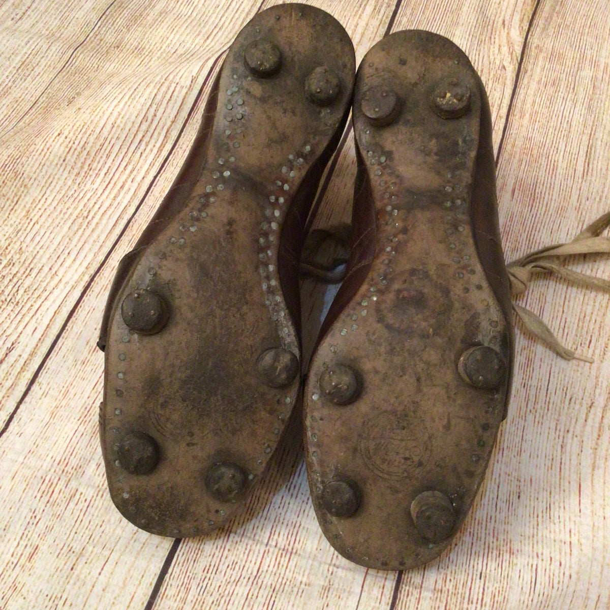 Vintage 1940s Barbarian Brown Leather Football Boots w/Spare Laces