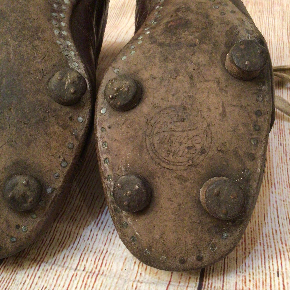 Vintage 1940s Barbarian Brown Leather Football Boots w/Spare Laces